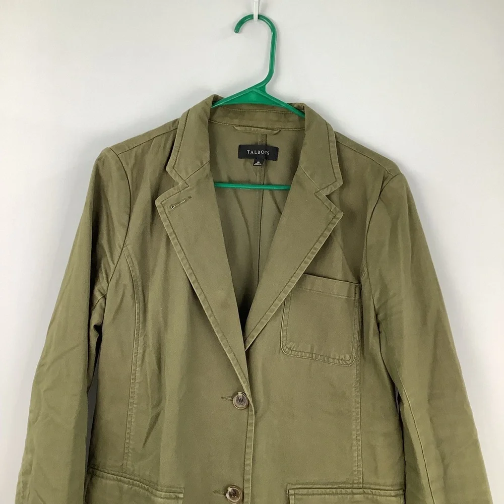 Talbots Casual Washed Women's Blazer size 10‎ olive color jacket